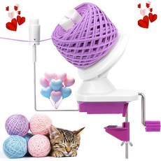 텐션 스프링이 장착된 케이도 원사 와인더 한 손으로 조작하는 크로치팅용 4-7온스 효율적으로 컴팩트한 케이크 롤러 크로치터 & 니터용 휴대용 볼 스피너 공예 애호가를 위한 좋은, Purple Manual