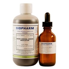 브로모크레졸 그린 지시약 0.1 w v 수용액 250mL 8.4 fl oz 50mL 빈 스포이드 병 분배 캡 포함 pH 3.8 노란색 5.4 파란색 2445406, 브로모크레졸 그린 지시약 0.1 w v 수용액 250m