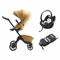 Stokke嬰兒車套裝：時尚高景觀嬰兒車、提籃、汽車安全座椅底座, 鎏金黃