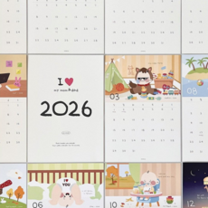 우가차차486 (2026년 말띠 아기 달력) 임밍아웃 카드 임신 출산 선물 육아 캘린더, 1개