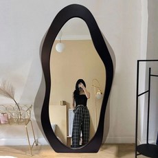 不規則異形全身落地鏡 奶油風雲朵試衣鏡 臥室裝飾鏡, 莫蘭迪藍,160*50