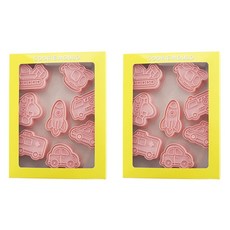 Mian Xiao Xin 비스킷 몰드 DIY 3D 입체 홈베이킹 도구 아이싱 쿠키스탬프 8종 세트 MX001, 교통, 2개