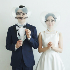 프로포즈 웨딩촬영 하트풍선 쉬운 DIY 레터링 세트 윌유메리미, 1개, 투명풍선