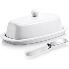 조리대 냉장고용 뚜껑과 칼이 있는 예디오 세라믹 버터 접시 동서 해안 스틱용 도자기 커버 손잡이가 8인치 화이트 홀더, 1개