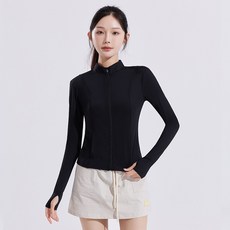 Veralool 여성 래쉬가드 하이넥 슬림핏 자외선차단 UPF50+ 긴팔 집업 상의 비치웨어, L