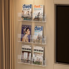 HK sell 뷰클립 투명 아크릴 무타공 벽선반 액자 책 잡지 꽂이 앨범 진열대, 2개