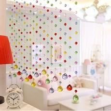 구슬발 아이방커튼 주방 크리스탈 줄커튼 비즈 가림막, 1개, L. 무지개 색상 32 다이아몬드 컷