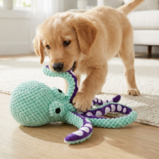 럭키페터 강아지 삑삑이 터그놀이 장난감, 문어민트, 1개