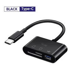 Crouch 3 in 1 OTG USB 유형 C 어댑터 케이블 TF SD 메모리 카드 리더기 화웨이 Macbook 용 컴팩트 플래시, 01 검정색