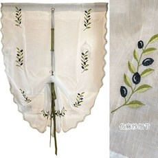 중문커튼 가림막 올리브 무타공 폭 린넨 모시 자수 커튼 소재커튼봉 110cm 로마 미포함