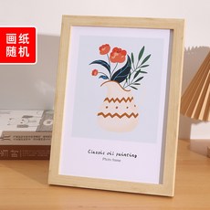 簡約木質相框美術油畫框，適用於照片拼圖擺臺畫框, 1個, MDF2015淺木紋,6寸10x15cm）