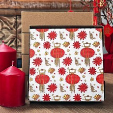 CP 臺灣發貨 (50張) 加厚春節過年彩色紙巾 元旦除夕紙餐墊, 1個, 喜慶新年燈籠