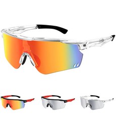 Zebeer 남녀 공용 스포츠 선글라스 투명 변색 렌즈, 변색 레드 렌즈 + 투명 프레임, 1개