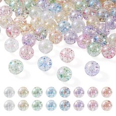 Magibeads 80피스 16mm 투명 아크릴 라운드 버블검 비즈 8가지 색상 색종이 조각 버블 볼 비즈 AB 색상 공예용 DIY 비즈 볼펜 키체인 팔찌 주얼리 제작 용품, 8가지 색상, 16mm 원형
