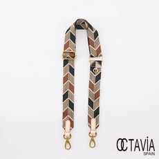 OCTAVIA 8 NEW LOOK肩背帶系列 畢卡索幾何寛3.8CM包包背帶 - 菱格黑咖, 1個