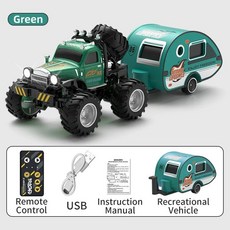 RC장난감 RCCAR 미니자동차 트레일러 드리프트 LED, 8 Green With trailer