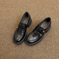 POMTOR 여성 키높이 로퍼 가죽 슬립온 통굽 7cm 편한 착화감 출근화