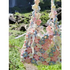 DIY 뜨개질 키트 꽃 숄더백 핸드메이드 에코백 겨울, 안감 포함 국화꽃 재료 패키지, 1개