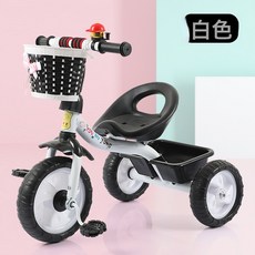 DIU 兒童三輪車無腳踏1-4歲遛娃手推車寶寶腳踏車滑步單車自行車, 1個, 301白(7臺一箱):如圖