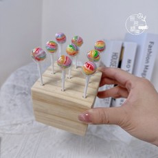 木質正方形展示架 棒棒糖/乾燥花適用 桌面裝飾擺件, 1個