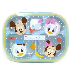 디즈니 미키마우스 이중스텐 식판, 블루, 뚜껑포함, 1개
