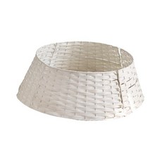 GHSHOP 크리스마스 스탠드 트리 트리 스탠드 베이스 커버 장식 컨트리 베이스 스탠드 커버 인공 나무 스커트 바구니, 대형 흰색, 인공섬유 철