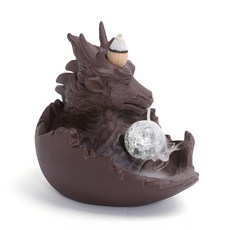 紫砂小龍戲珠倒流香薰爐擺件, 龍寶擺飾