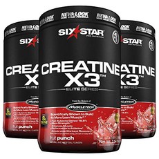 Six Star Nutrition 肌酸X3運動膳食補充粉 Fruit Punch風味, 3個
