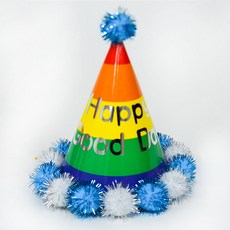 디자인펌프 생일파티 고깔모자 미니 레인보우 블루 브라이덜샤워