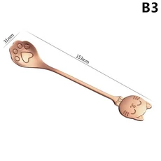 재미있는 고양이 발 모양 티스푼 스테인리스 스틸 커피 믹싱 스푼 아이스크림 케이크 디저트 티스푼 바 주, 03 B3, 03 B3