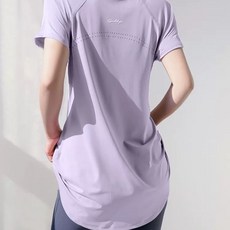 반팔 요가복 엉덩이 덮는 상의 체형커버 운동복 필라테스 롱티 커버업