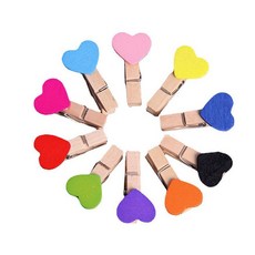 하트 사진 걸이 가랜드 나무 집게 10P 세트 DD-12007, 1개