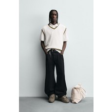 ZARA 콘트라스트 밴드 니트 베스트 - 화이트