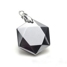 OVER-9 테라헤르츠 광석 목걸이 상단 육망성 파워스톤 펜던트 헥사그램 다윗의 별 원석 초원적외선 건강 30mm 탑만