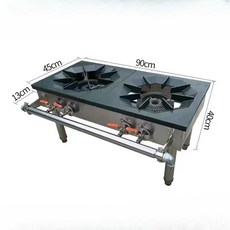 중화집 가스레인지 업소용 고출력 스토브 20x35cm, 더블 버너 더블 링 천연가스  반제품