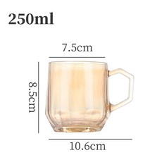 六菱角玻璃杯帶把手, 1個, 302ml