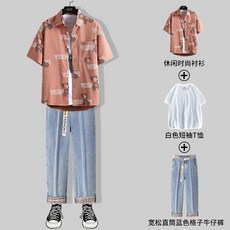 運動套裝 男裝休閒兩件套 熱賣爆款休閒襯衫短袖夏季潮流搭配