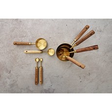 喚 HUAN 胡桃木玫瑰金量杯量匙八件組 烘焙料理精準測量工具, 1套