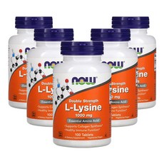 나우푸드 더블 스트렝스 L-라이신 1 000mg, 100정, 5개