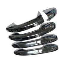 電鍍銀 4孔摸門感應 帶燈孔 外門拉手把手蓋 黏貼式 硬殼 適用 15-21 W205 C180 C200 C300, 1個