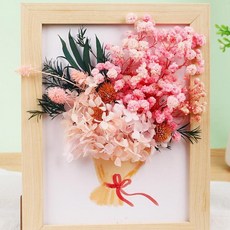 天然乾花永生花相框裝飾 兒童手工DIY材料包 母親節禮物, 8寸 夢幻