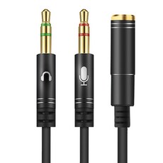 사운드판다 게이밍 PC연결용 이어폰 분배기, Y잭, 블랙