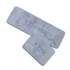 홈데코레 메모리폼 발매트 욕실주방용세트, 블루