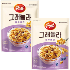 포스트 블루베리 그래놀라, 500g, 2개
