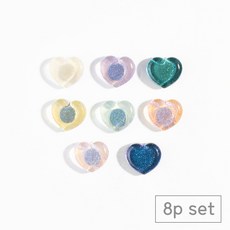 84x84 냉장고 현관문 인테리어 자석 마그넷, 컬러반짝이하트8p