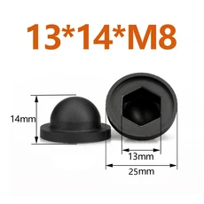 PE 플라스틱 육각 캡 M8 M10 M12 볼트 호환 보호 너트 방수 방진 방오 검정, 01 M8x13x14, 01 2PCS