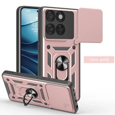 슬라이드 렌즈 보호대 백 케이스 마그네틱 링 스탠드 홀더 커버, 01 모토로라 엣지 50 퓨전, 2. Rose Gold, 1개