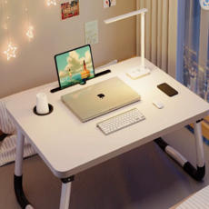 접이식 좌식 테이블 소파 침대용 다용도 노트북 작업 책상, 베이지-DM339