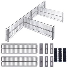 Diakey 6팩 8.1cm(3.2인치) 서랍 칸막이 27.9-52.1cm(11-20.5인치) 조절 가능한 드레서 서랍 정리함 의류 양말 속옷 주방 용품 사무실용 플, Diakey 6팩 8.1cm(3.2인치) 서랍 칸막이,