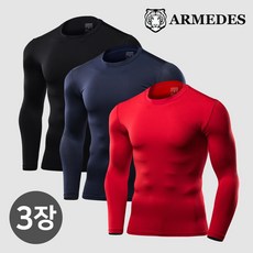 아르메데스 언더레이어 쿨티셔츠 베이스레이어 컴프레션 테크핏 라운드긴팔 3매